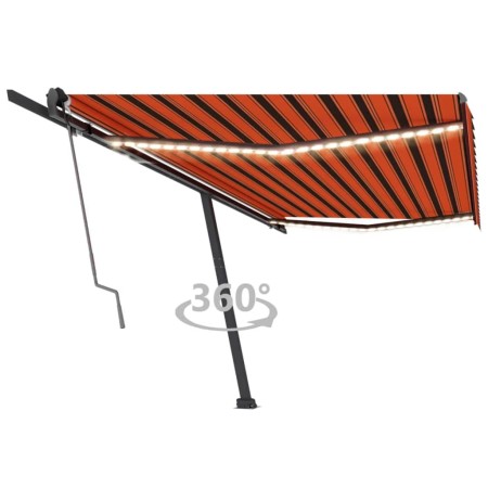 Tenda Automatica Sensore Vento e LED 500x300 cm Arancio Marrone