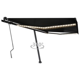 Tenda da Sole Retrattile Manuale con LED 400x350 cm Antracite