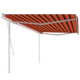 Tenda da Sole Retrattile Manuale con Pali 5x3 m Arancio Marrone