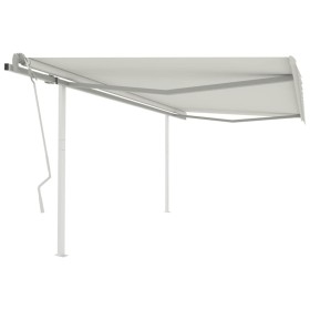 Tenda da Sole Retrattile Manuale con Pali 4x3 m Crema