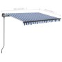 Tenda da Sole Retrattile Manuale con LED 3x2,5 m Blu e Bianco