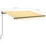 Tenda da Sole Retrattile Manuale con LED 3x2,5m Gialla Bianca