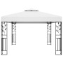 Gazebo con Tetto Doppio e Stringa di Luci LED 3x4 m Bianco