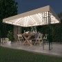 Gazebo con Stringa di Luci LED 3x4 m Crema