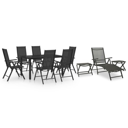 Set da Pranzo da Giardino 10 pz Nero e Antracite