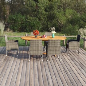 Set Mobili da Pranzo da Esterni 7 pz in Polyrattan Antracite