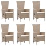Set Mobili da Pranzo per Giardino 7 pz in Polyrattan Beige