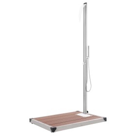 Doccia da Giardino con Base Marrone 225 cm in Acciaio Inox