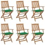 Sedie da Giardino Pieghevoli 6 pz con Cuscini Massello Acacia
