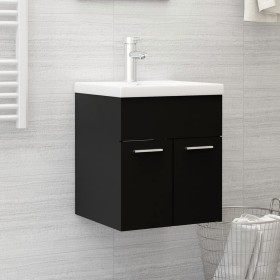 Mobile da Bagno con Lavabo Integrato Nero in Truciolato