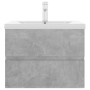 Mobile con Lavabo Integrato Grigio Cemento in Legno Multistrato