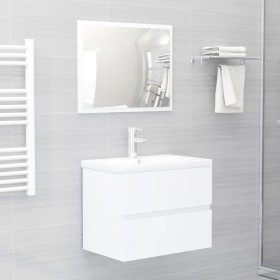 Set Mobili da Bagno Bianco in Legno Multistrato