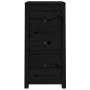 Credenza Nera 40x35x80 cm in Legno Massello di Pino