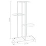 Piedistallo per Piante a 4 Piani 43x22x76 cm in Metallo Bianco