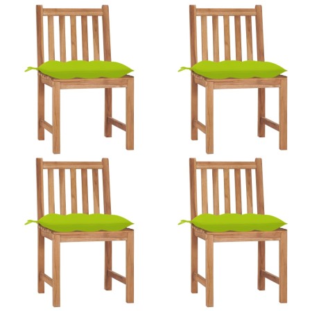 Sedie da Giardino 4 pz con Cuscini in Legno Massello di Teak