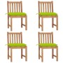 Sedie da Giardino 4 pz con Cuscini in Legno Massello di Teak