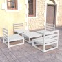 Set Divani da Giardino 5 pz Bianco in Legno Massello di Pino