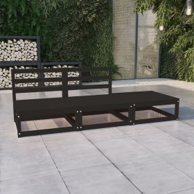 Set Divani da Giardino 3 pz Nero in Legno Massello di Pino