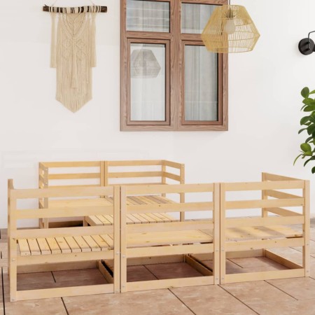 Set Divani da Giardino 6 pz in Legno Massello di Pino