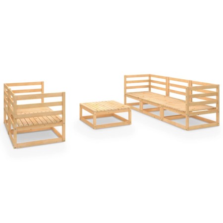 Set Divani da Giardino 6 pz in Legno Massello di Pino