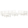 Set Salotto da Giardino 9 pz Bianco in Legno Massello di Pino