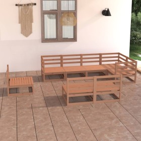 Set Divani da Giardino 8 pz Marrone Miele in Massello di Pino