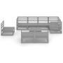 Set Divani da Giardino 9 pz Grigio in Legno Massello di Pino