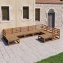 Set Divani da Giardino 9 pz Marrone Miele in Massello di Pino