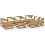 Set Divani da Giardino 10 pz Marrone Miele in Massello di Pino