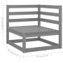 Set Divani da Giardino 10 pz Grigio in Legno Massello di Pino