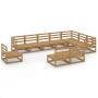 Set Divani da Giardino 10 pz Marrone Miele in Massello di Pino