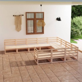 Set Divani da Giardino 10 pz in Legno Massello di Pino