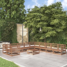 Set Divani da Giardino 11 pz in Legno Massello di Pino