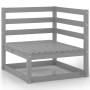 Set Divani da Giardino 13 pz Grigio in Legno Massello di Pino