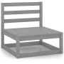 Set Divani da Giardino 13 pz Grigio in Legno Massello di Pino