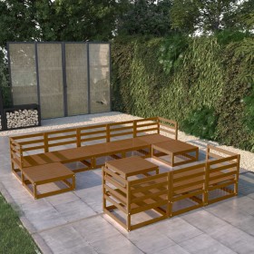 Set Divani da Giardino 11 pz in Legno Massello di Pino