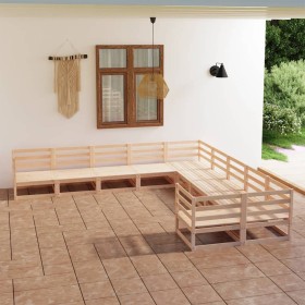 Set Divani da Giardino 10 pz in Legno Massello di Pino