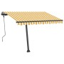 Tenda da Sole Manuale con LED 300x250 cm Gialla e Bianca