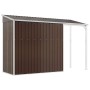 Capanno Giardino Tetto Esteso Marrone 277x110,5x181cm Acciaio