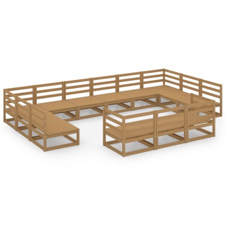 Set Divani da Giardino 13 pz in Legno Massello di Pino