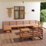 Set Divani da Giardino 10 pz in Legno Massello di Pino