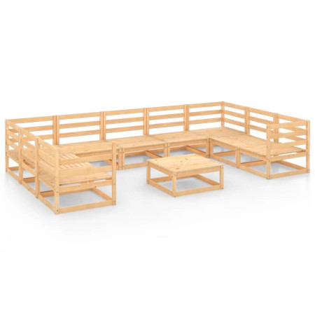 Set Divani da Giardino 10 pz in Legno Massello di Pino