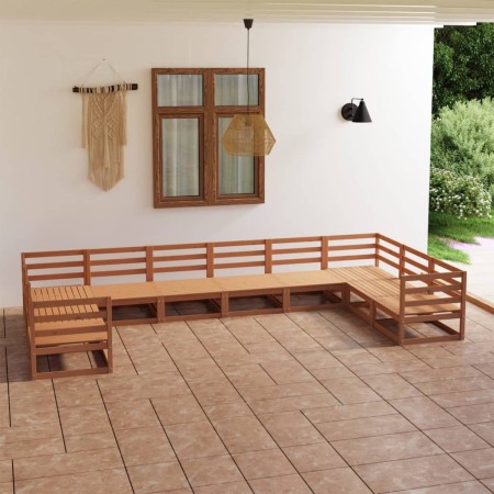 Set Divani da Giardino 10 pz in Legno Massello di Pino