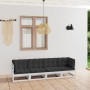 Divano da Giardino a 4 Posti con Cuscini Legno Massello di Pino