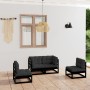 Set Divani da Giardino 4 pz con Cuscini Legno Massello Pino