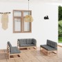 Set Divani da Giardino 6 pz con Cuscini Legno Massello Pino