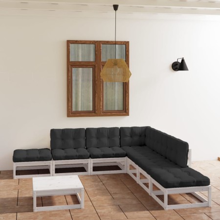 Set Divani da Giardino 8 pz con Cuscini Legno Massello di Pino