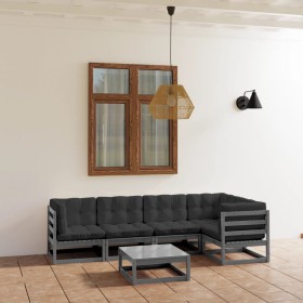 Set Divani da Giardino 6 pz con Cuscini Legno Massello Pino