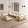 Set Salotto Giardino 9 pz Cuscini Antracite Legno Massello Pino