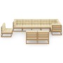 Set Salotto Giardino 9 pz Cuscini Antracite Legno Massello Pino